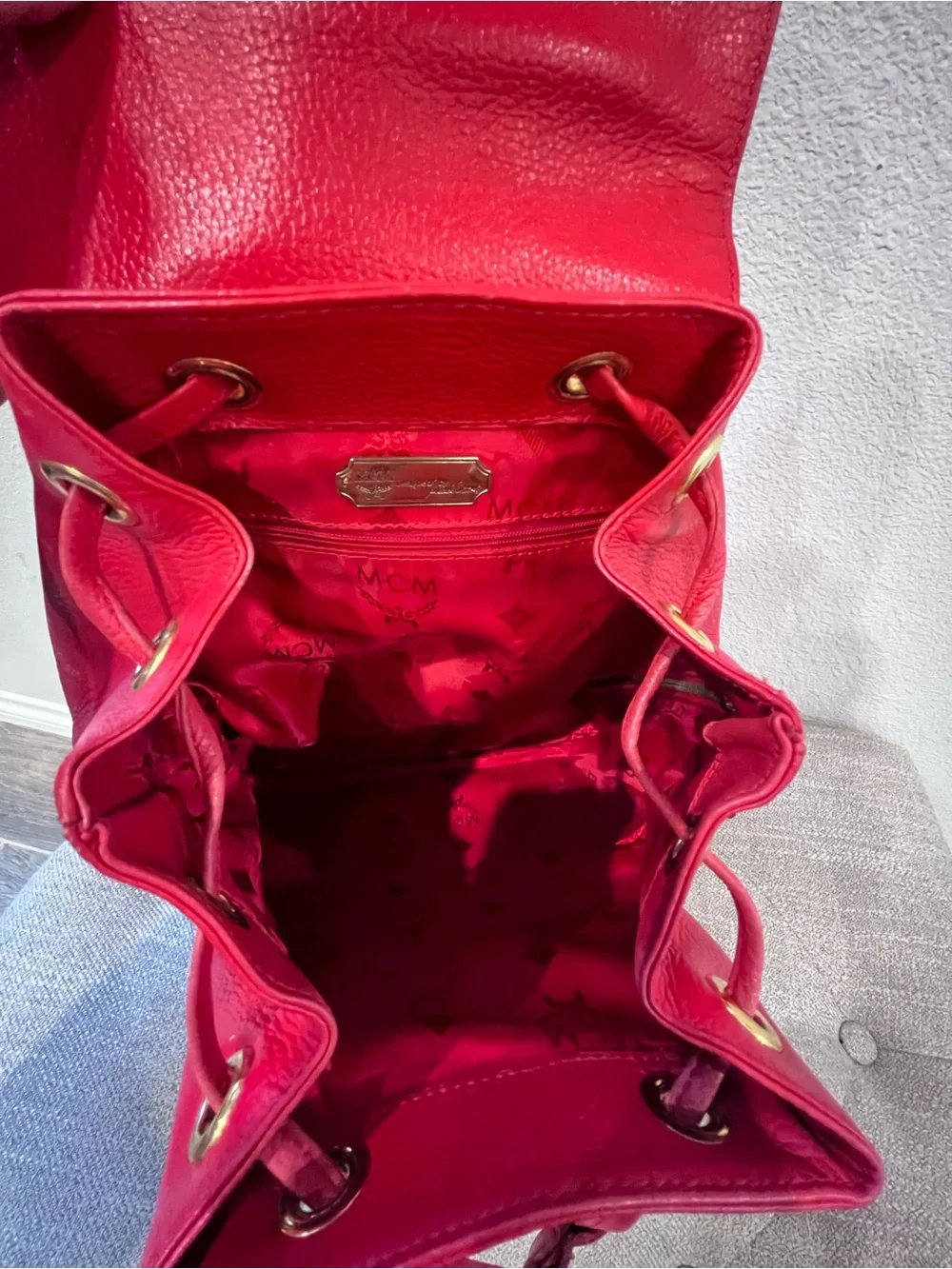 MCM Vintage Pebbled Leather Backpack.